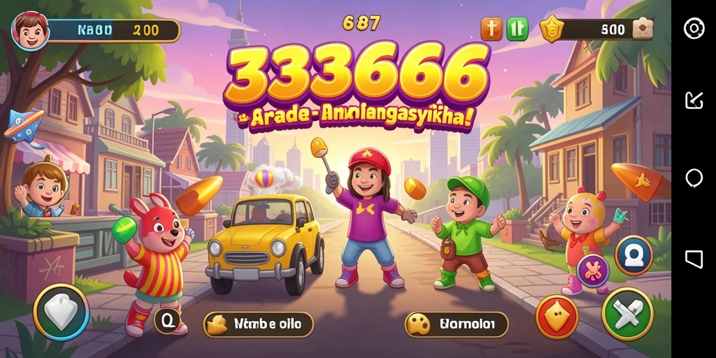 Tampilan gameplay menarik dari 333666 dengan berbagai karakter dan level.