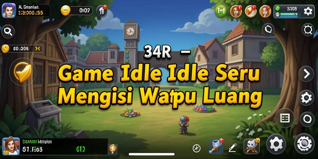 Screenshot gameplay 34R menampilkan karakter dan aksi Idle yang menarik.