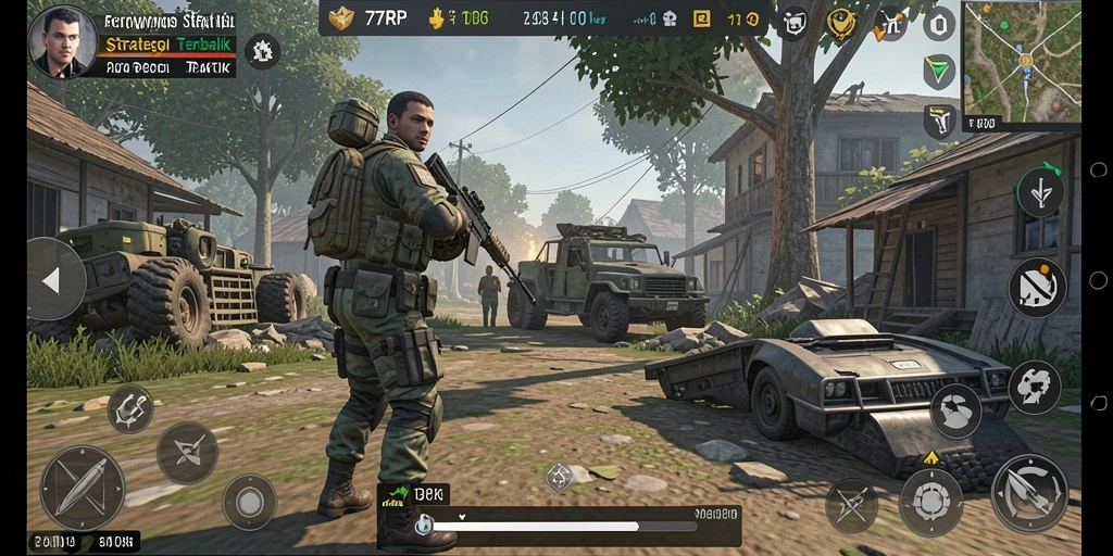 Tangkapan layar gameplay menunjukkan serunya pertempuran strategi di 77RP.