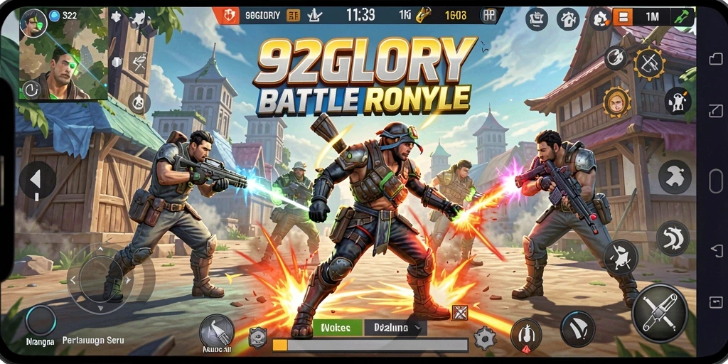 Tangkapan layar gameplay seru dari 92GLORY di arena Battle Royale.