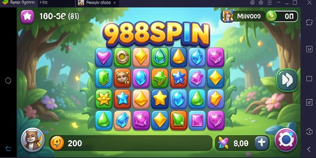 Tampilan tangkapan layar 988SPIN menampilkan gameplay Match-3 yang seru.