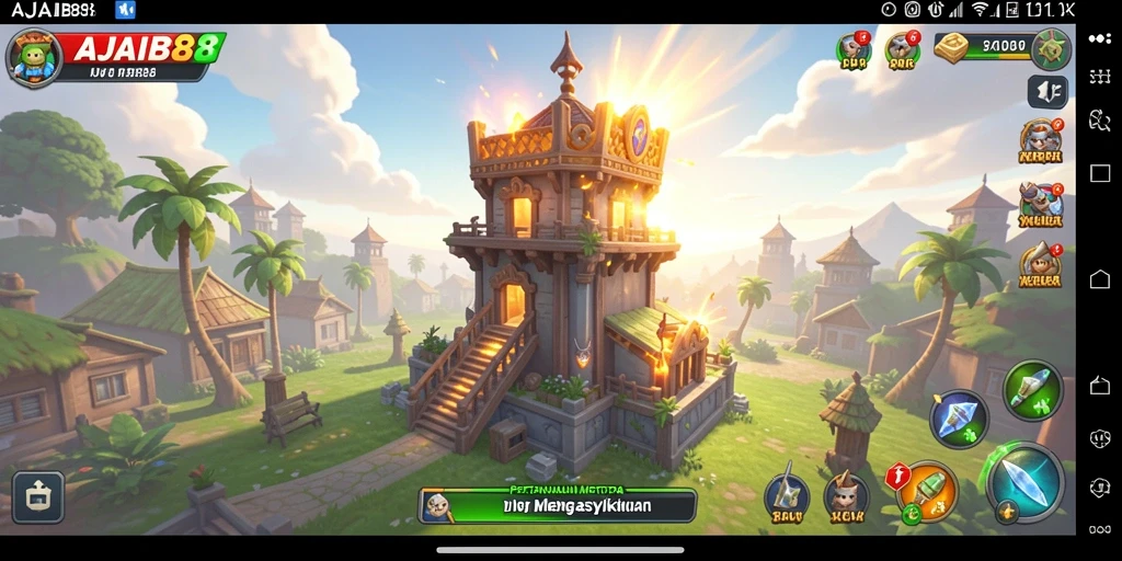 Tampilan menarik dari gameplay Tower Defense di AJAIB88.