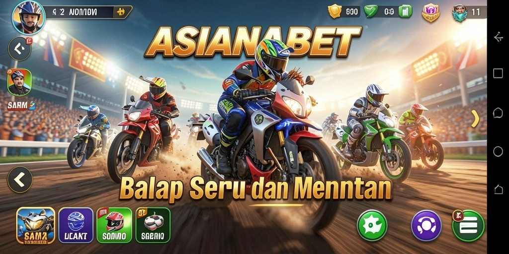 Screenshot gameplay ASIANABET yang menampilkan aksi balapan mendebarkan.