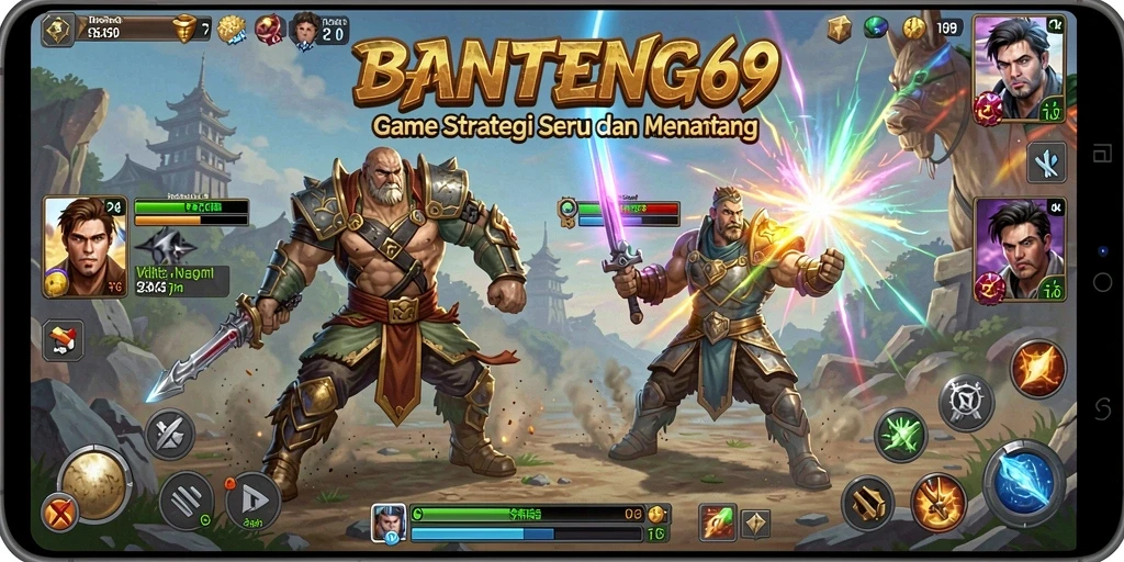 Screenshot gameplay strategi BANTENG69 menampilkan pertempuran mendebarkan.
