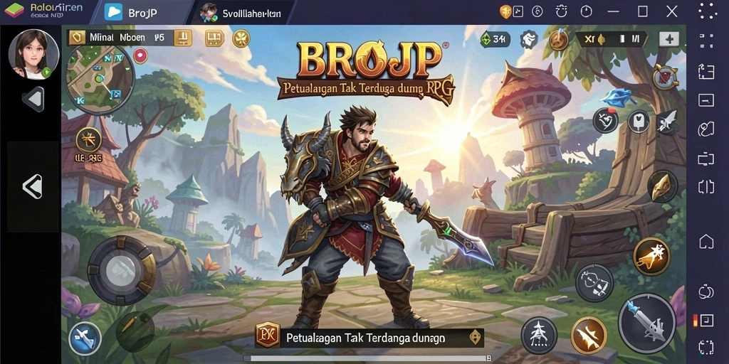 Tampilan gameplay BROJP dengan pertarungan RPG yang dinamis.