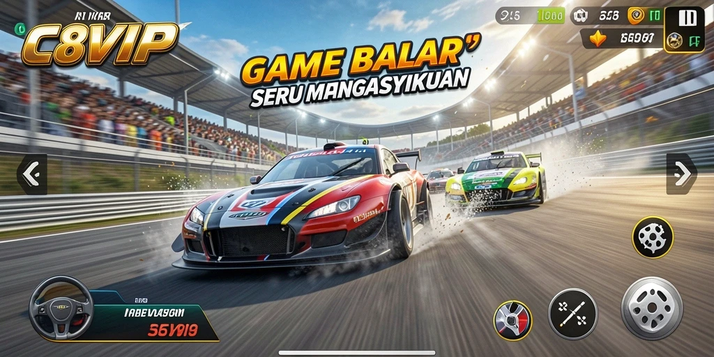 Gameplay seru dalam balapan mendebarkan di C8VIP.