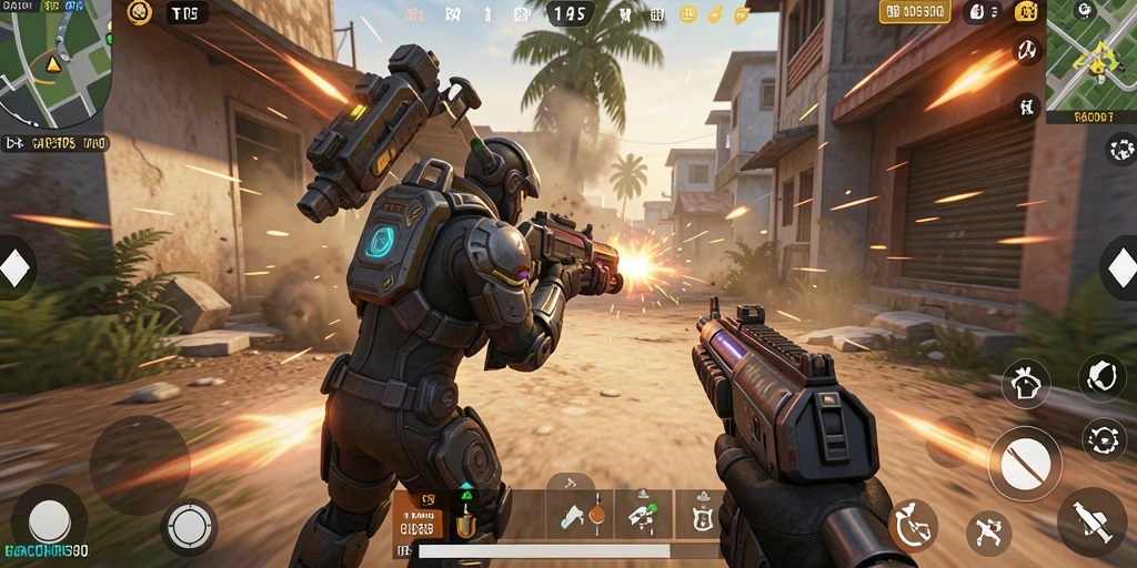 Tampilan gameplay GACOR305 menampilkan aksi tembak-menembak yang intens.