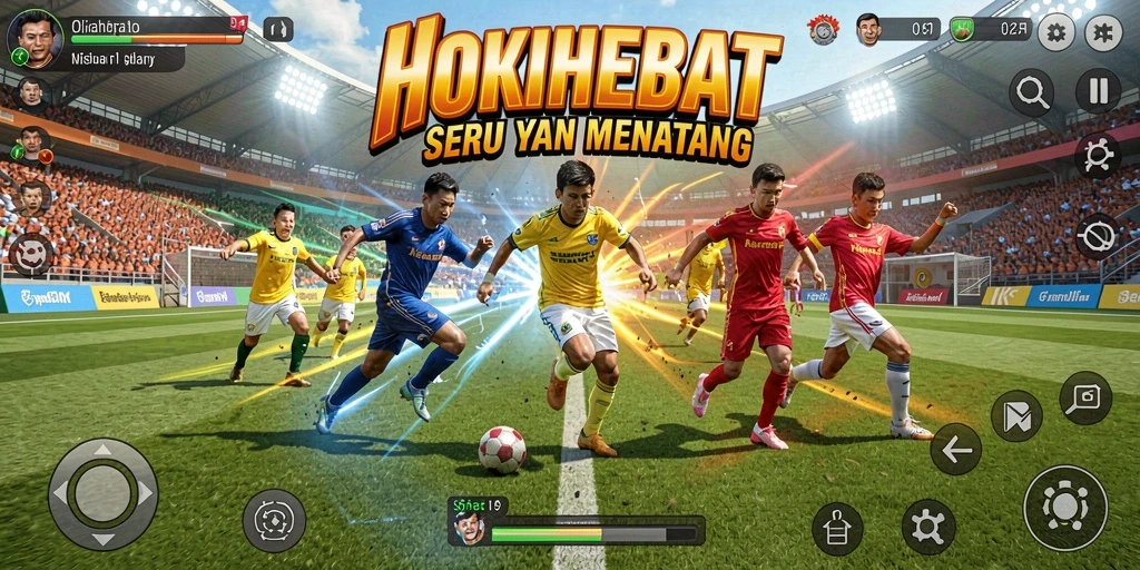 Screenshot gameplay HOKIHEBAT menampilkan pertandingan seru dan aksi olahraga.