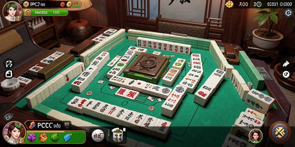 Tampilan gameplay menarik dari PCPC7 dengan berbagai ubin Mahjong.