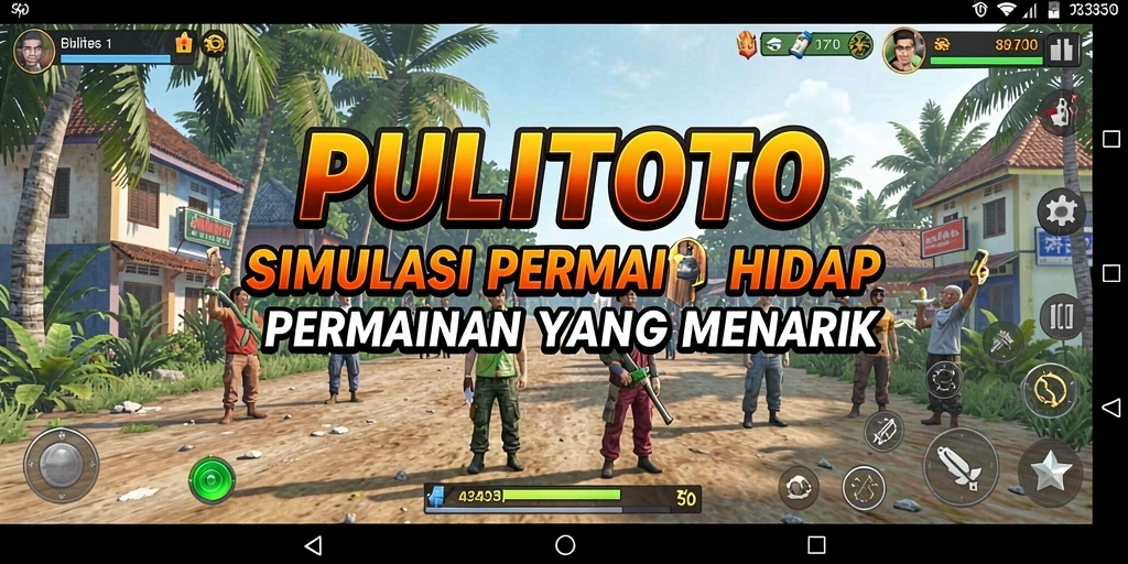 Gameplay PULITOTO yang menampilkan aktivitas simulasi kehidupan.
