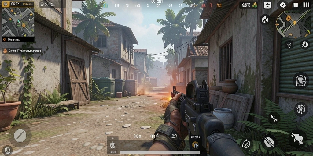 Gambaran gameplay intens dari QQ1221 dalam mode TPS.
