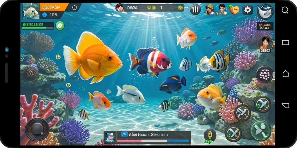 Tampilan gameplay seru Tembak Ikan di QQ88ASIA.