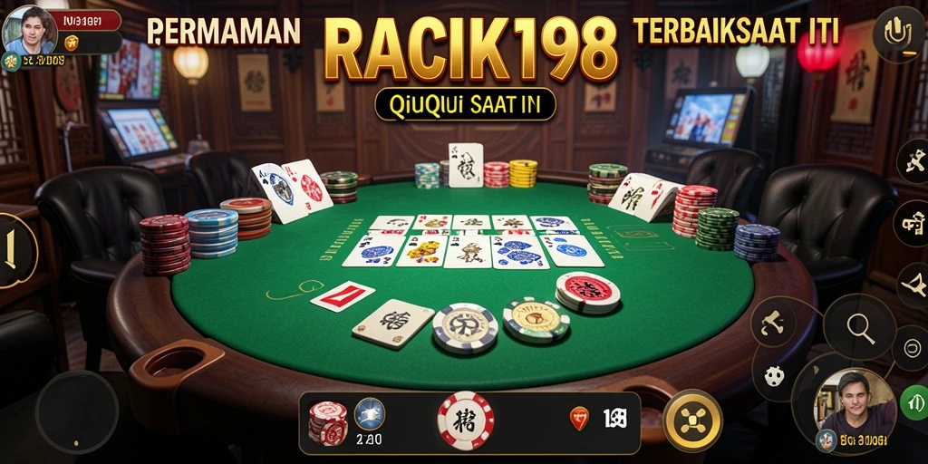 Tampilan menarik dari gameplay QiuQiu di RACIK198.