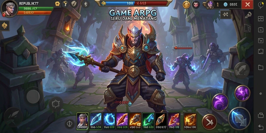 Tampilan gameplay seru di REPUBLIK77 yang penuh aksi.