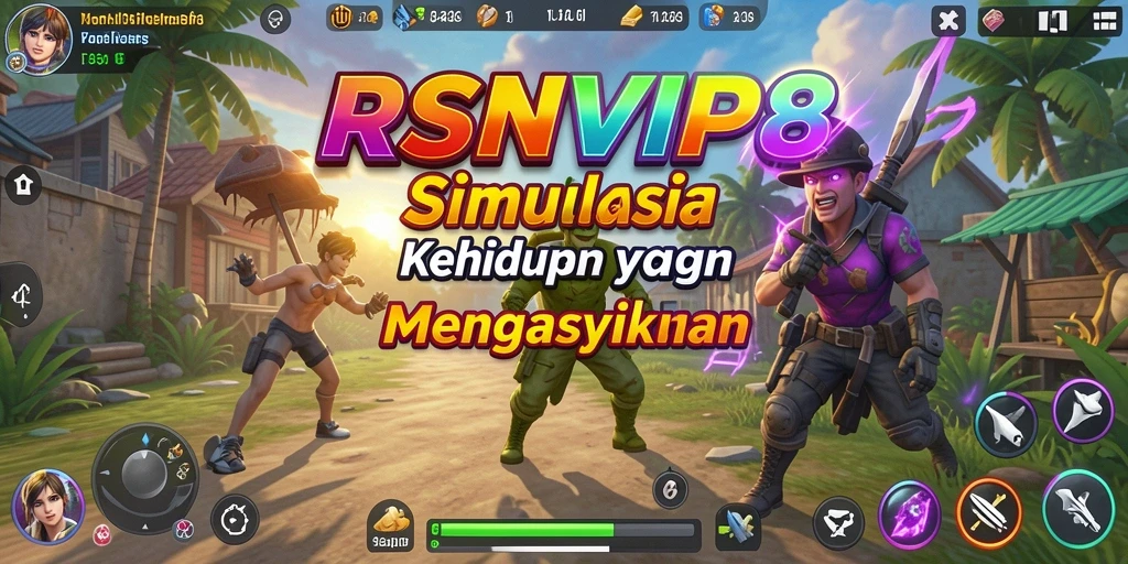 Screenshot RSNVIP8 menampilkan karakter dalam aktivitas sehari-hari.