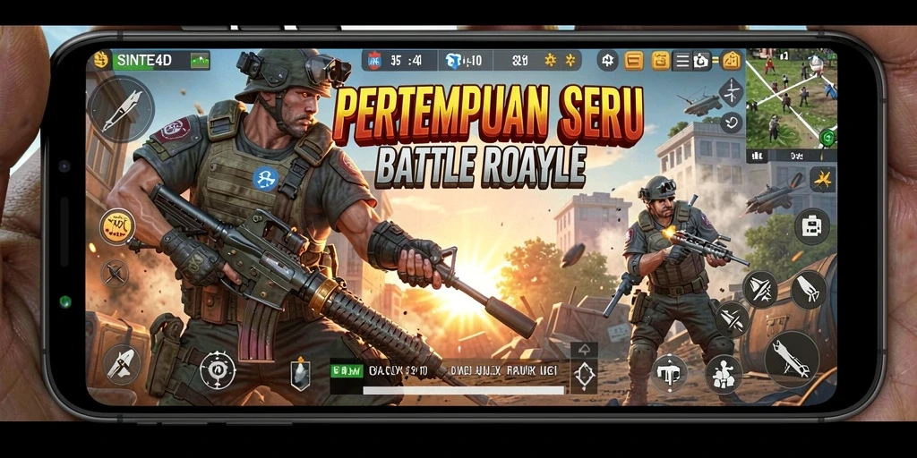 Tampilan screenshot gameplay SINTE4D yang menampilkan aksi mendebarkan Battle Royale.