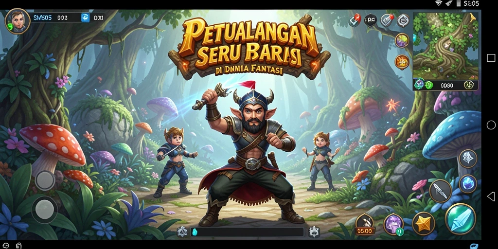 Tangkapan layar gameplay SM605 yang menampilkan eksplorasi dan pertarungan.