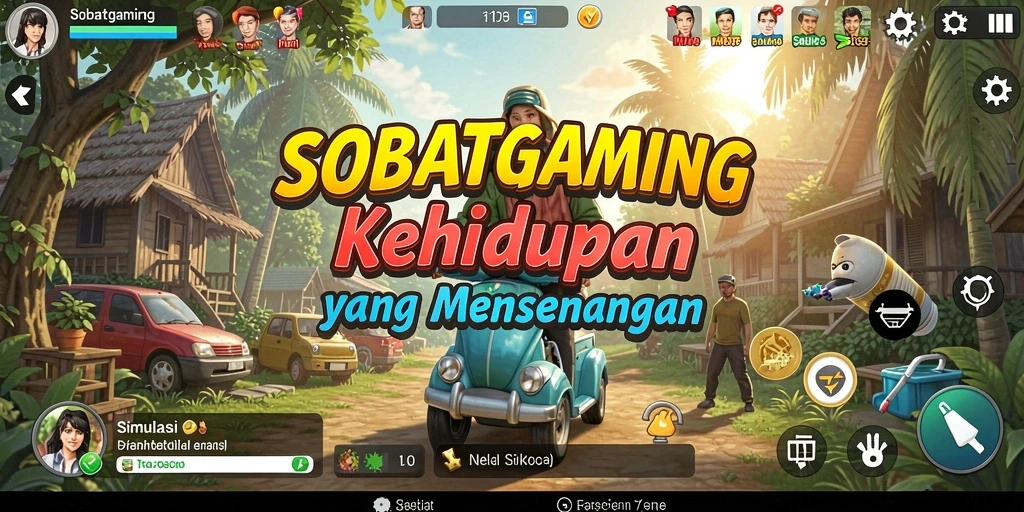Tampilan gameplay aplikasi simulasi SOBATGAMING yang menarik dan interaktif.