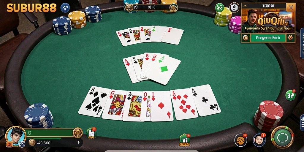 Tampilan menarik dari gameplay QiuQiu di SUBUR88.