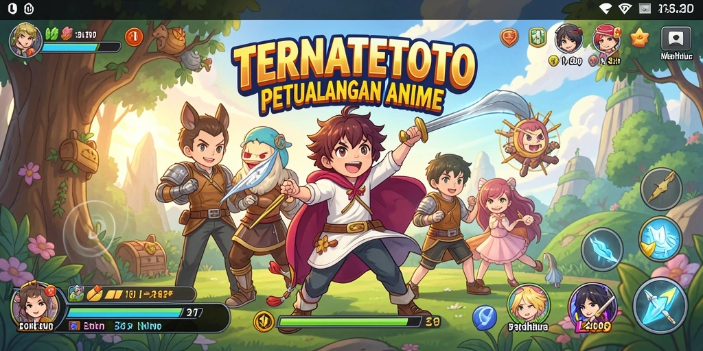 Gameplay TERNATETOTO menampilkan pertarungan karakter Anime yang epik.