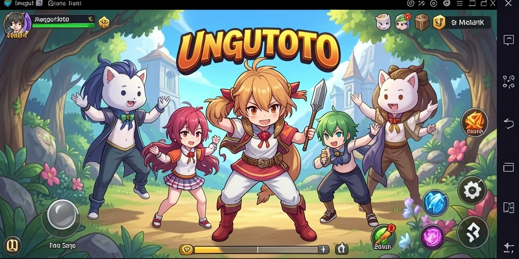 Screenshot gameplay UNGUTOTO yang menampilkan aksi karakter Anime.