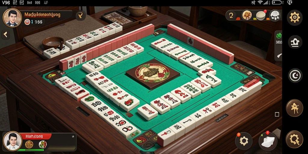 Tampilan gameplay V98 menunjukkan keseruan permainan Mahjong.